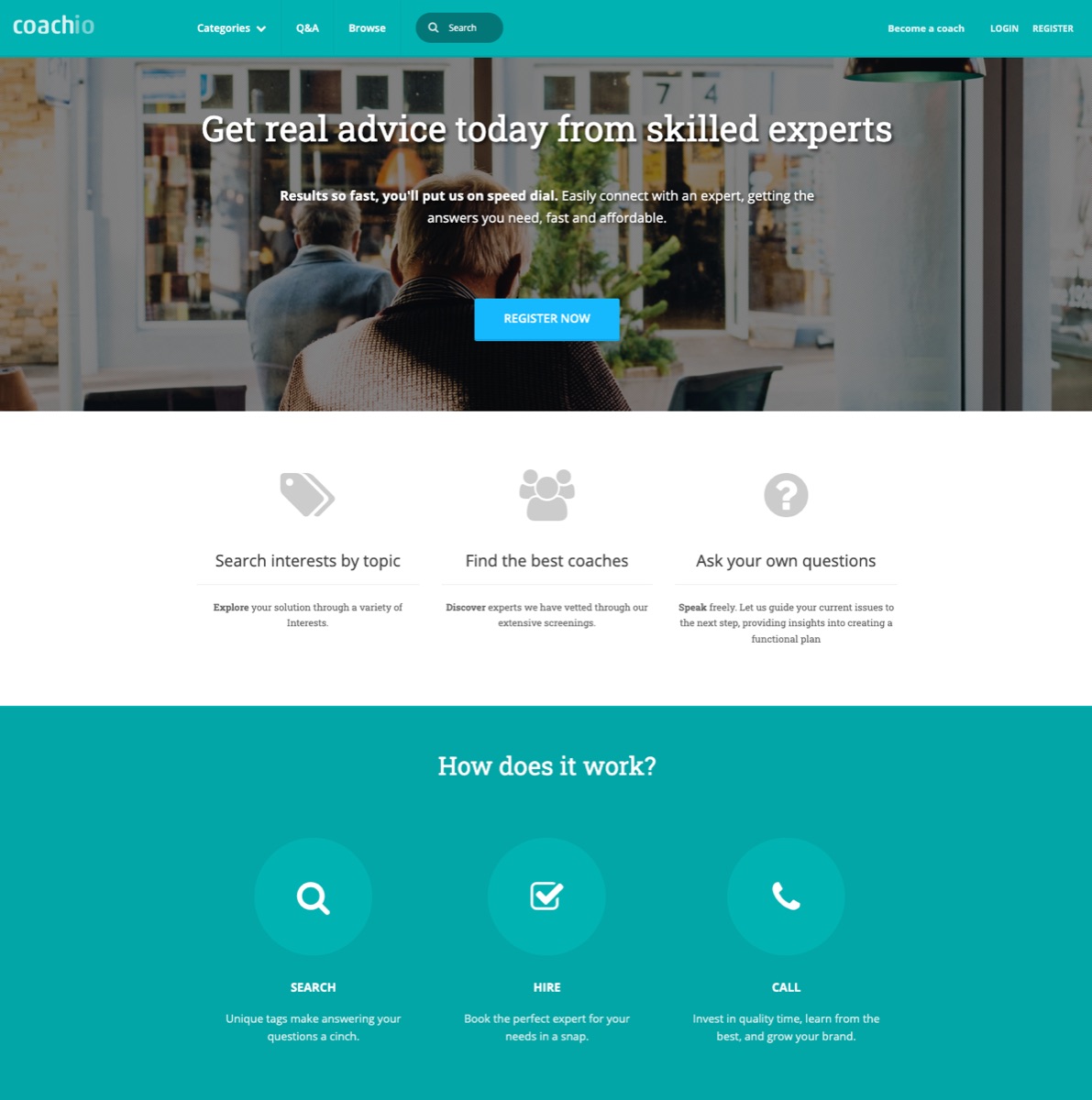 Coach.io website homepage