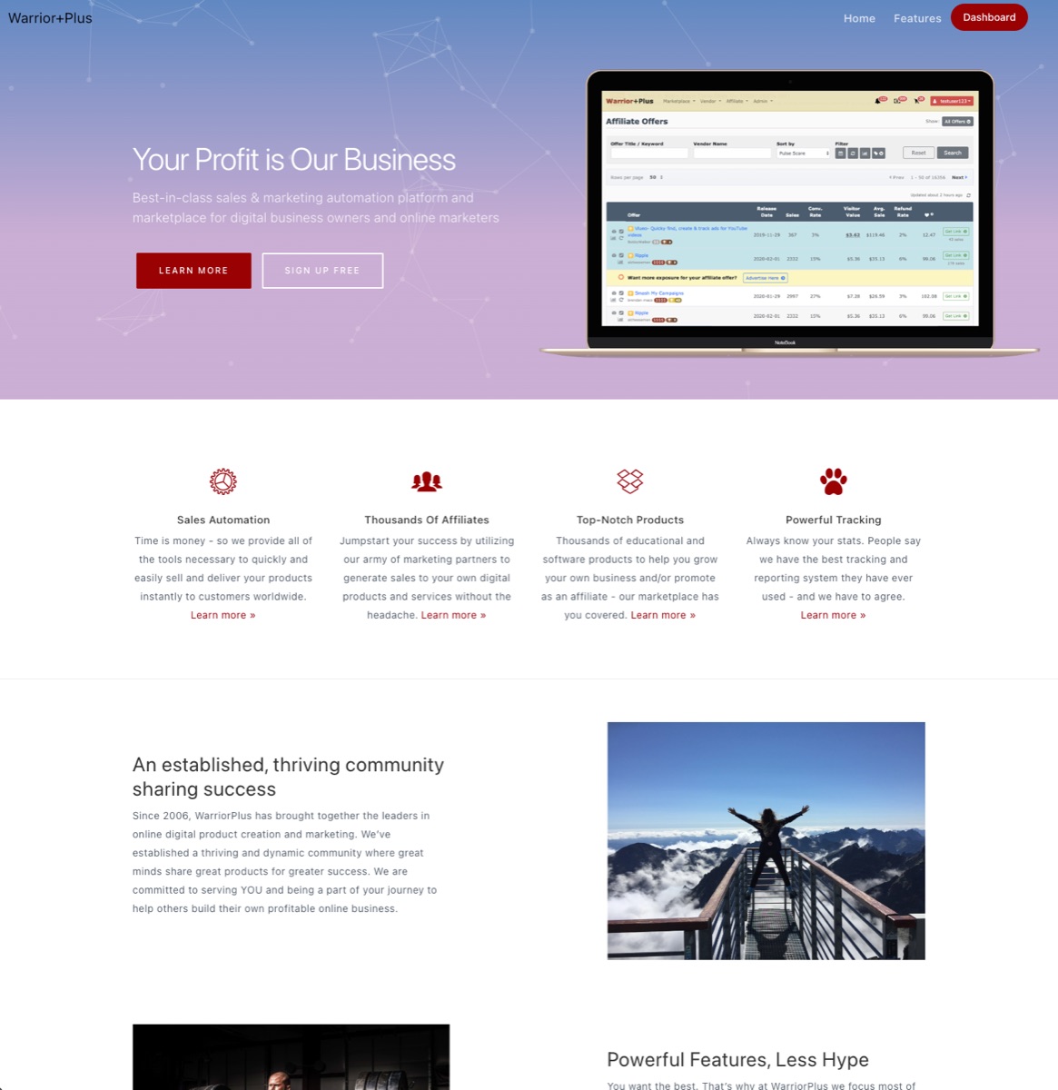 WarriorPlus website homepage